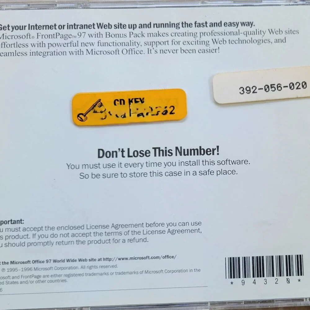 Vintage - Microsoft FrontPage 97 with Bonus Pack, 1996